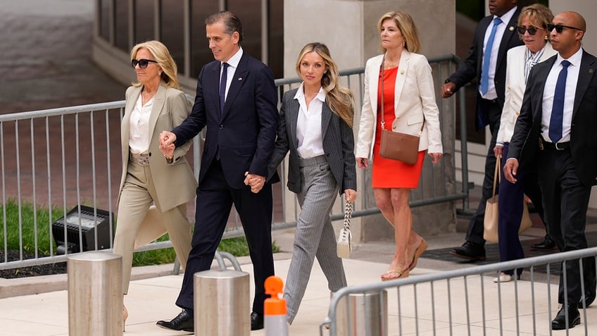 Hunter Biden, Jill Biden and Melissa Cohen Biden depart federal court.