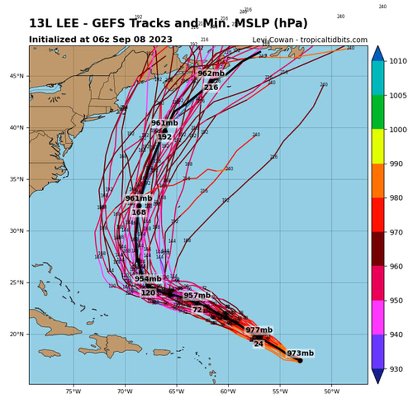 hurricane lee strengthens to cat 5 storm could reach winds of 180 mph east coast impact uncertain