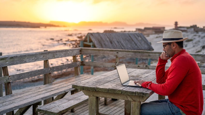 Laptop on the beach