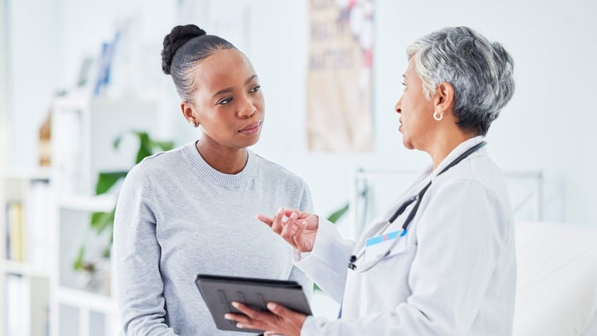 Woman at doctor