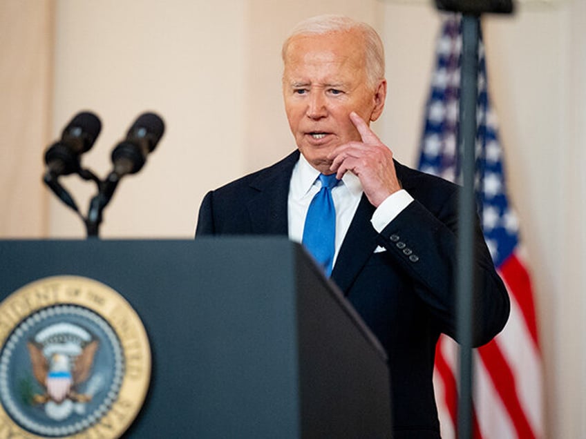 President Joe Biden speaks to to the media following the Supreme Court's ruling on charges