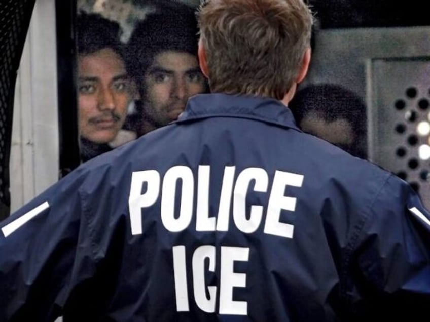Immigration and Customs Enforcement talks to a group of undocumented immigrants detained i