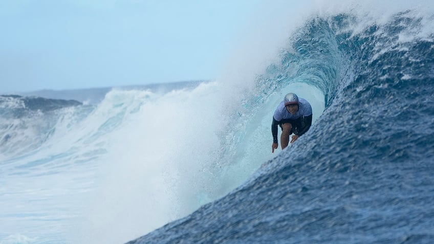 A surfer in action during a training day 