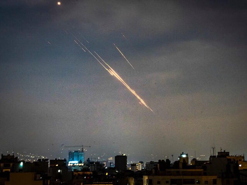 Iranian missiles face off israeli interceptive missiles over Beirut, Lebanon. June 14 2025