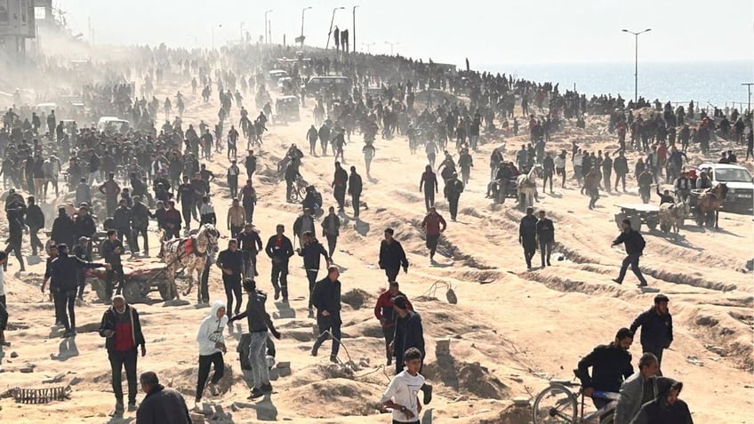 People fleeing shooting in Gaza