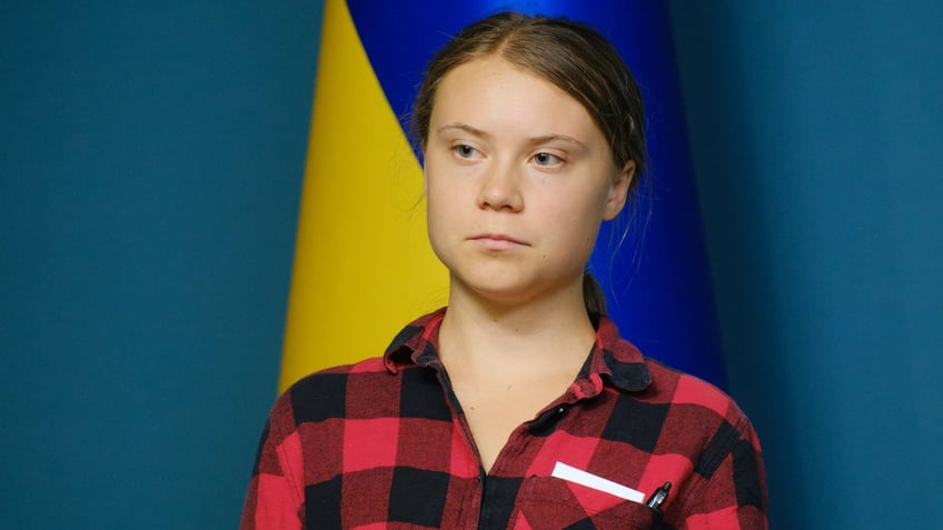 KYIV, UKRAINE – JUNE 29: Swedish climate activist Greta Thunberg takes part in a press conference on June 29, 2023 in Kyiv, Ukraine. (Photo by Vitalii Nosach/Global Images Ukraine via Getty Images)