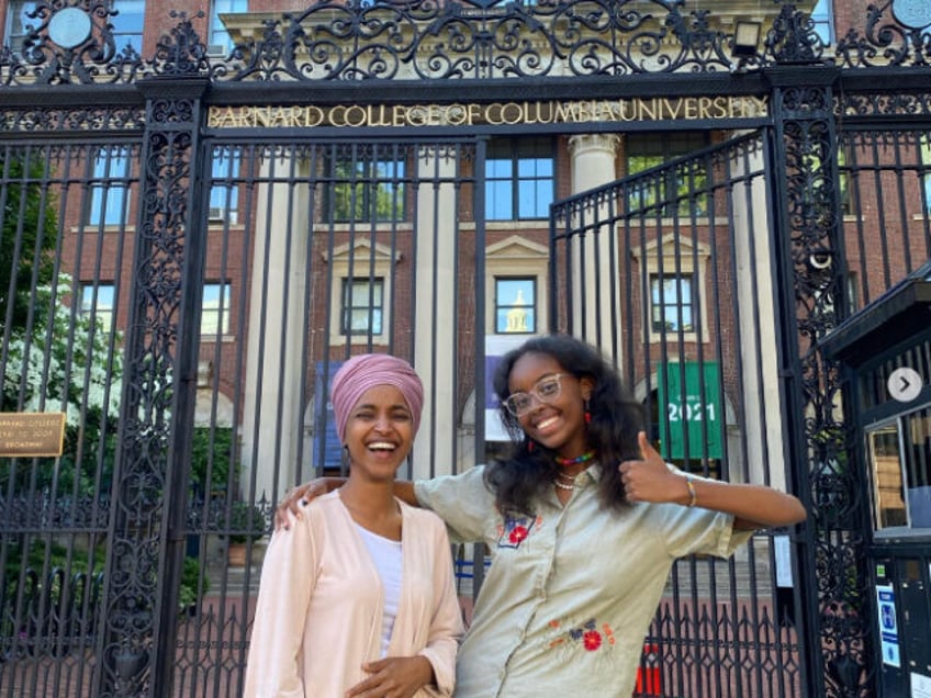 Ilhan Omar and daughter Isra Hirsi at Barnard College of Columbia University.