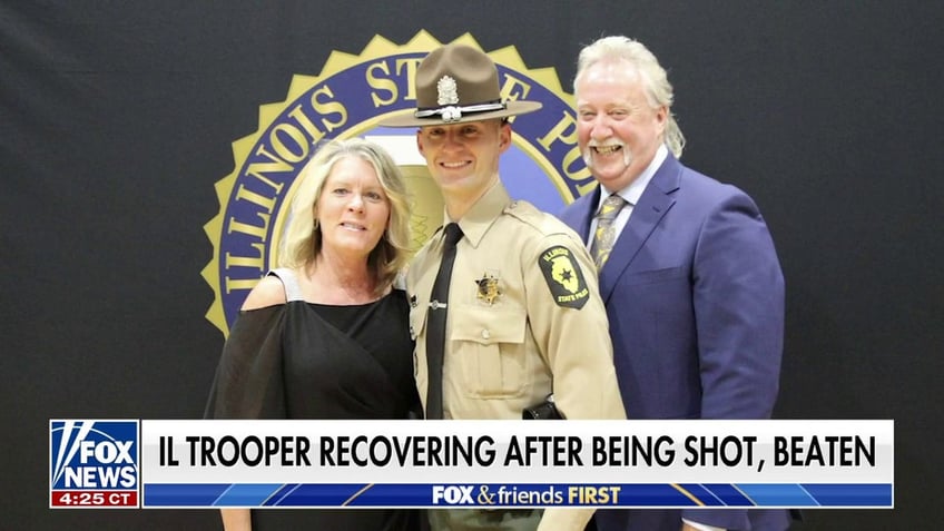 illinois trooper making miracle recovery after being shot in routine traffic stop mom says