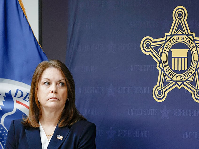 United States Secret Service Director Kimberly Cheatle looks on during a press conference