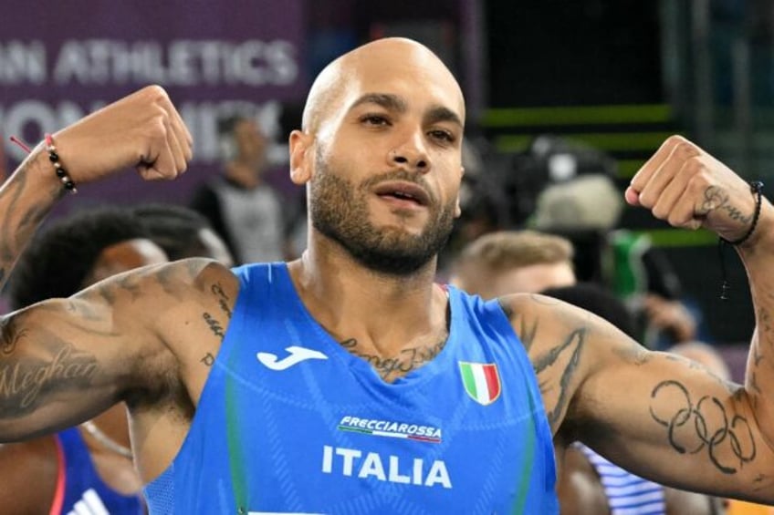 Italy's Marcell Jacobs celebrates retaining his European 100m crown