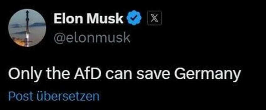 in latest threat to german democracy dangerous fascist elon musk tweets six words about afd