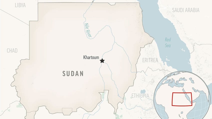 This is a locator map for Sudan with its capital, Khartoum.