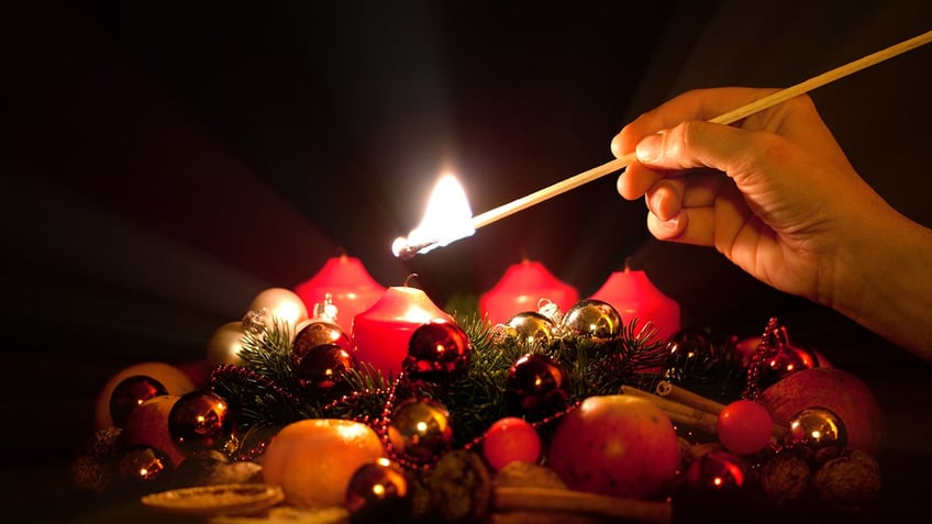 Christmas advent wreath with candles