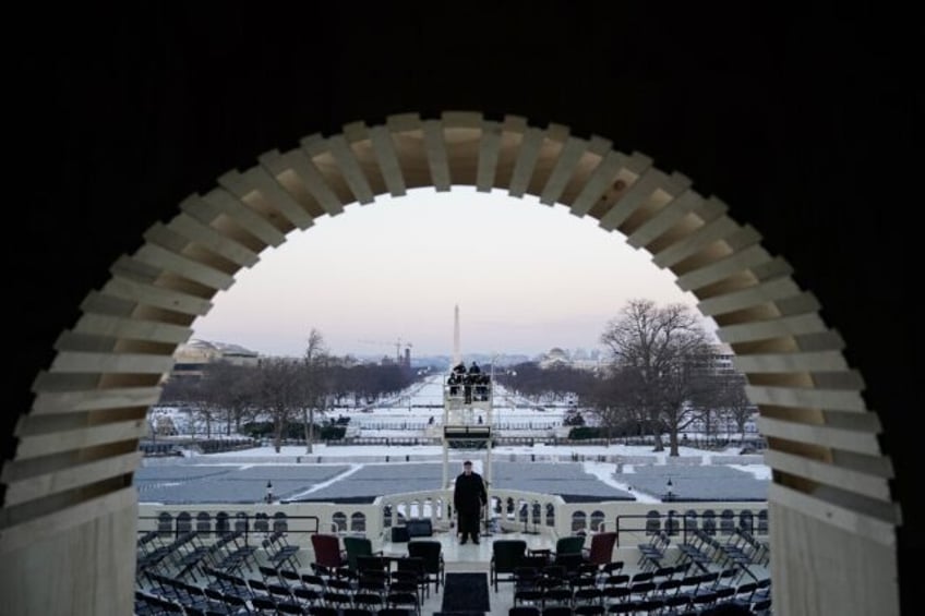 A dress rehearsal is held at the US Capitol ahead of the inauguration of US President-elec