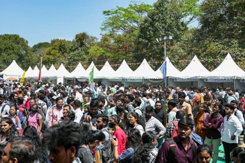 Job seekers attend walk-in-interviews at job in Bengaluru. India has struggled to create e