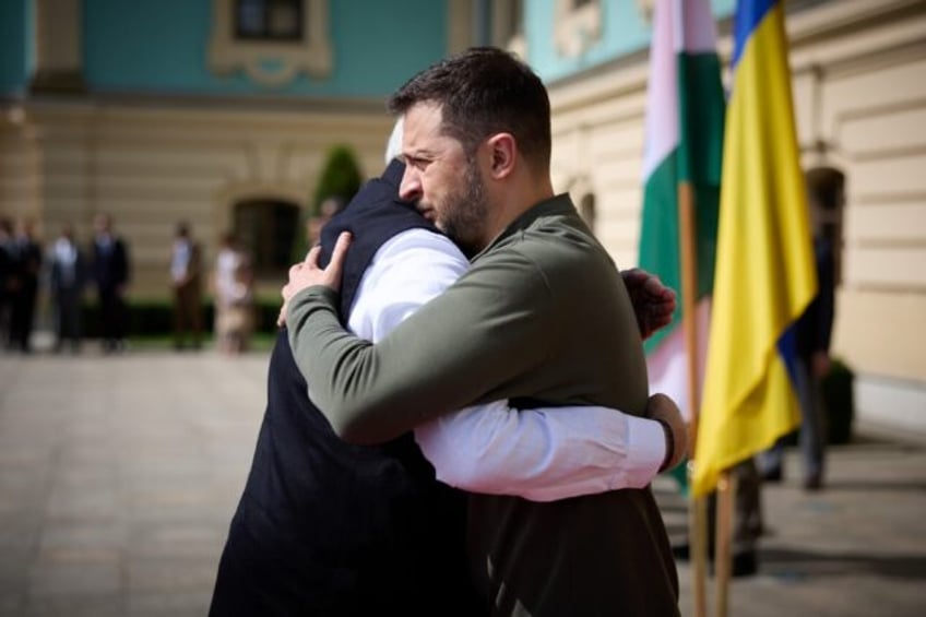 This handout photograph taken and released by the Ukrainian Presidential Press Service on