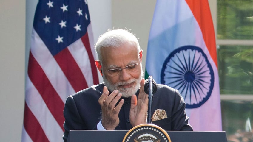 President Donald Trump and Indian Prime Minister Narendra Modi, pictured here, held a joint press conference in the Rose Garden of the White House, on Monday, June 26, 2017.