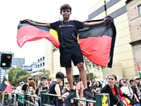 Indigenous rights activists protest on Australia Day