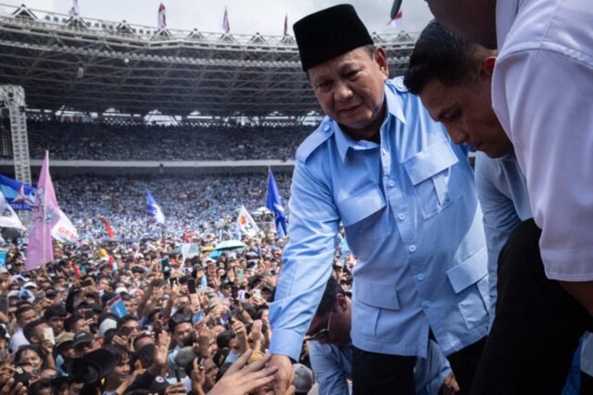 Indonesia's presidential front runner Prabowo Subianto addressed supporters at the country