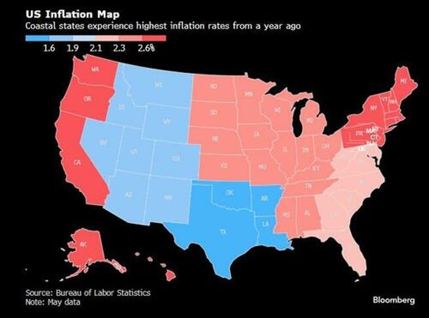inflation highest in democrat states lowest in republican deep south 