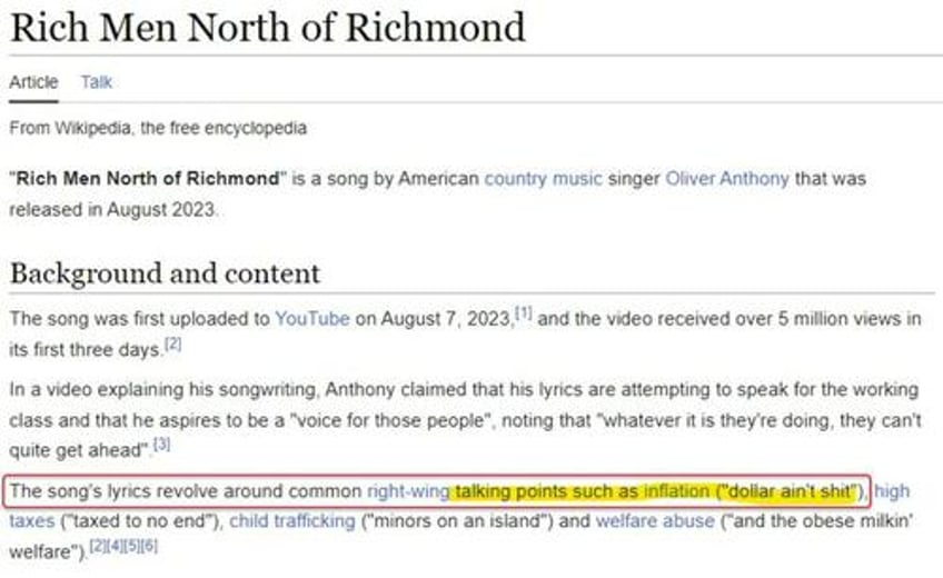inflation labeled a right wing talking point in response to hit working class song