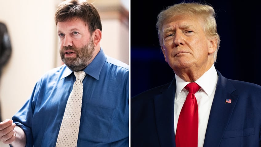 Split image of Frank Luntz and Donald Trump