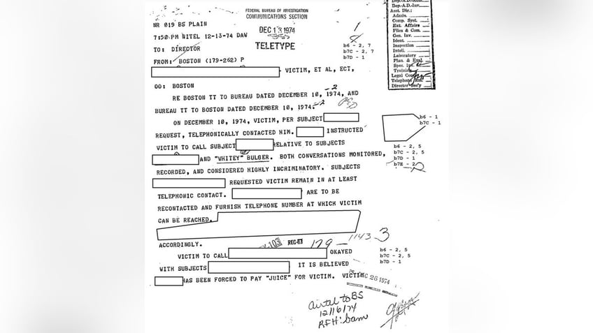 First time Whitey Bulger appears by name as a target of a 1974 FBI sting into loan-sharking in the Boston area.