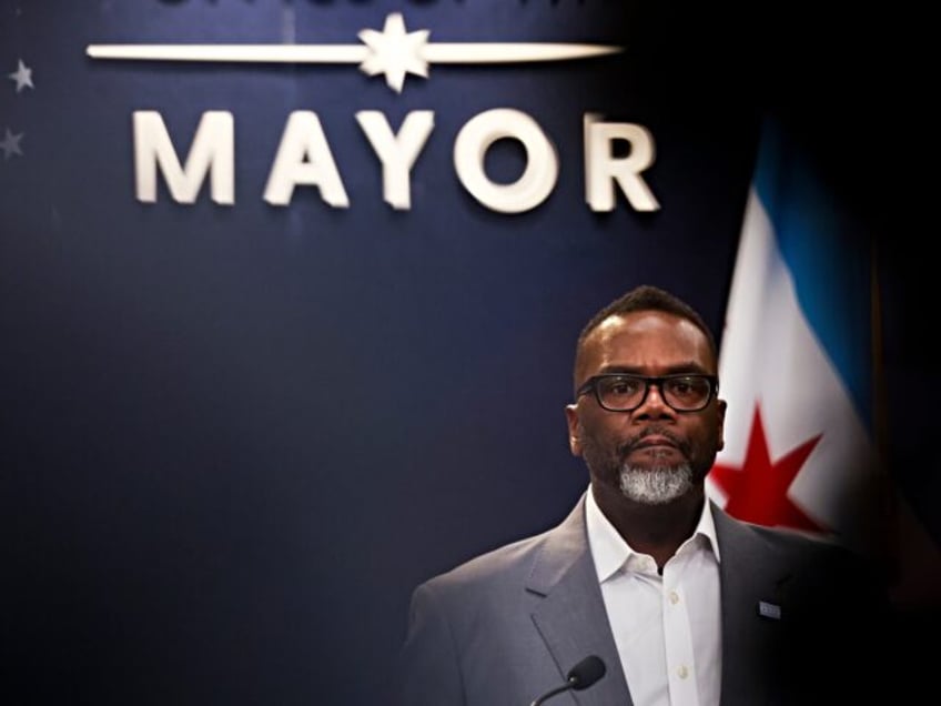 Chicago Mayor Brandon Johnson answers questions during a press conference at City Hall, Ja