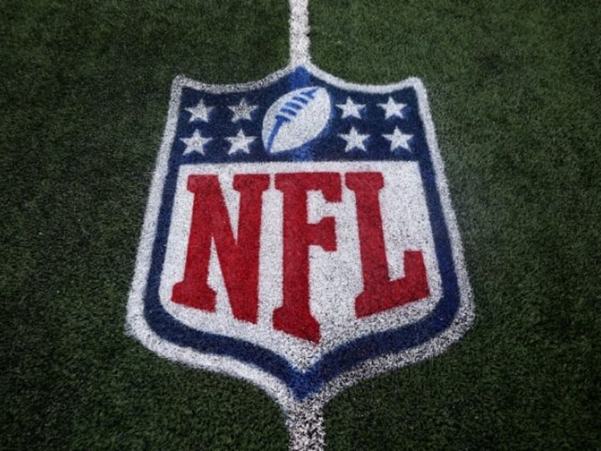 EAST RUTHERFORD, NJ - OCTOBER 1: An NFL shield logo is painted on the field prior to an NFL football game between the New York Jets and the Kansas City Chiefs at MetLife Stadium on October 1, 2023 in East Rutherford, New Jersey. (Photo by Kevin Sabitus/Getty Images)