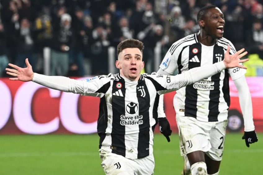 Francisco Conceicao celebrates his winning goal against Inter Milan