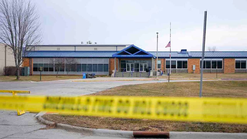 Perry High School w police tape