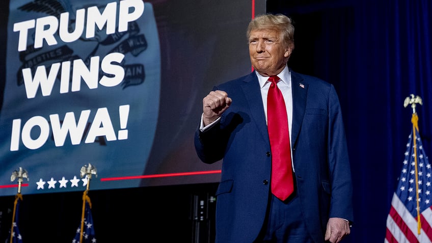 Trump on stage in Iowa