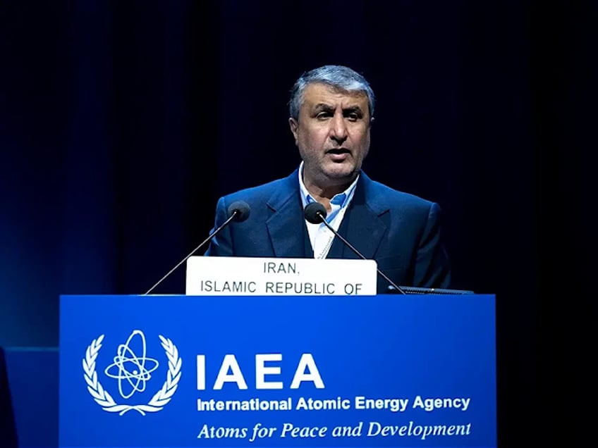 Iran's nuclear chief Mohammad Eslami speaks during the General Conference of the International Atomic Energy Agency (IAEA) at the agency's headquarters in Vienna, Austria on September 26, 2022. (Photo by JOE KLAMAR / AFP) (Photo by JOE KLAMAR/AFP via Getty Images)