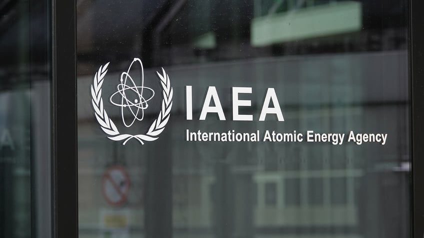 This photo taken on May 15, 2023 shows the logo of the International Atomic Energy Agency IAEA at the IAEA headquarters in Vienna, Austria. TO GO WITH "Interview: IAEA chief expects wider, deeper nuclear cooperation with China."