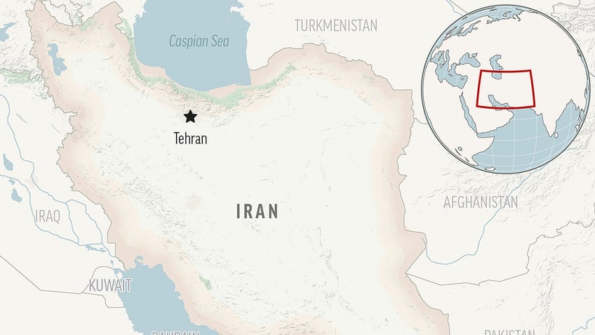 Iran locator map with Tehran