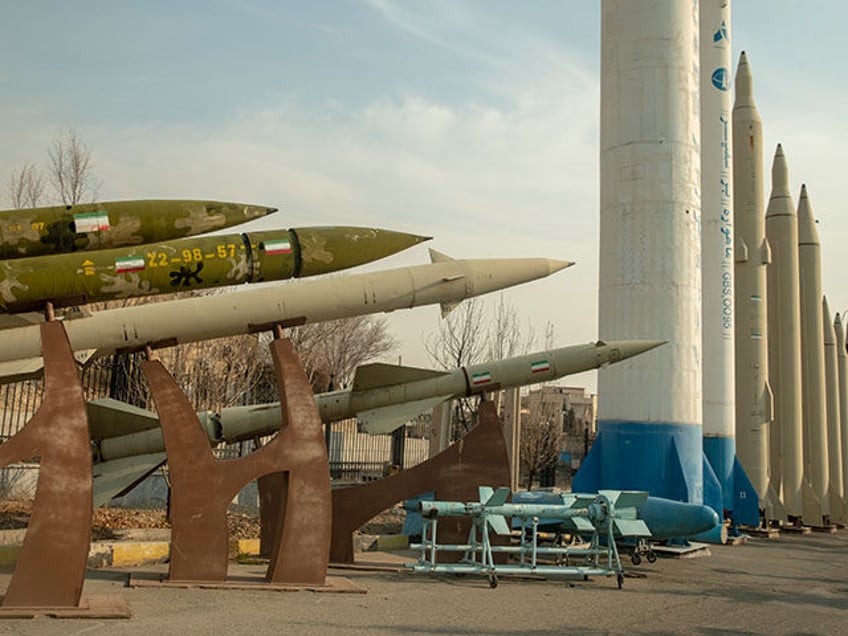 Iranian missiles exhibited in a park on January 20, 2024 in Tehran, Iran. Iran has been a