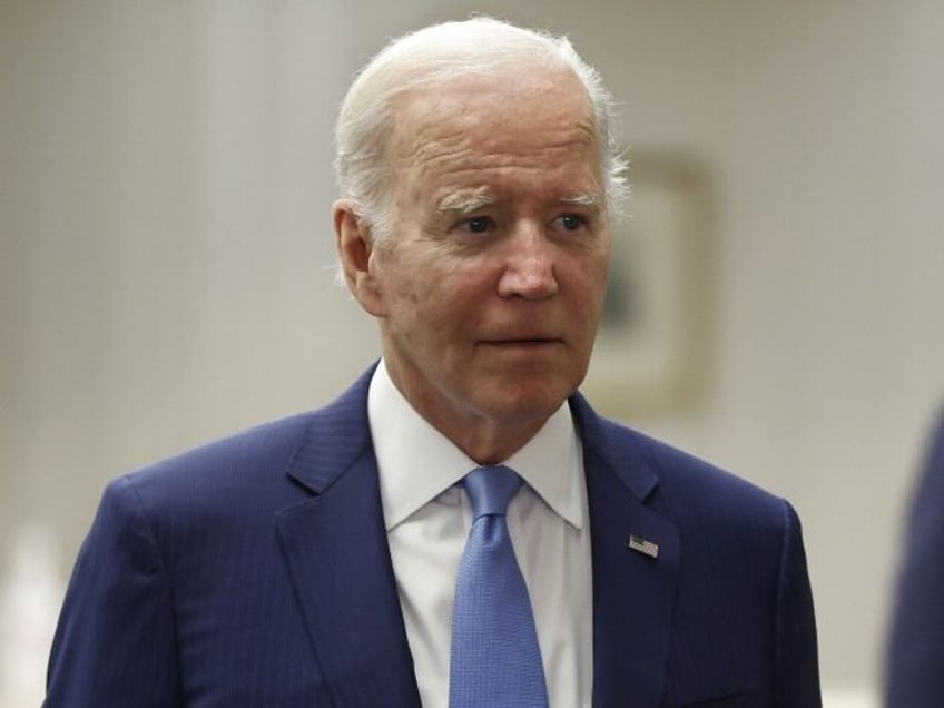 US President Joe Biden arrives for a bilateral meeting with Fumio Kishida, Japan's pr