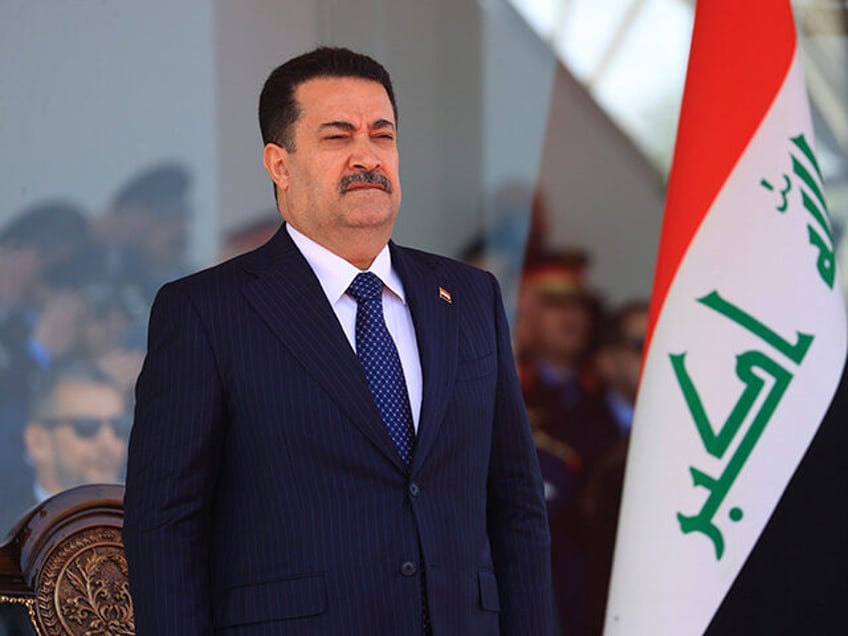 Iraq's Prime Minister Mohammed Shia al-Sudani attends a ceremony marking the Police Day in Baghdad, Iraq, Tuesday, Jan. 9, 2024. (Murtadha Al-Sudani//Pool Photo via AP)