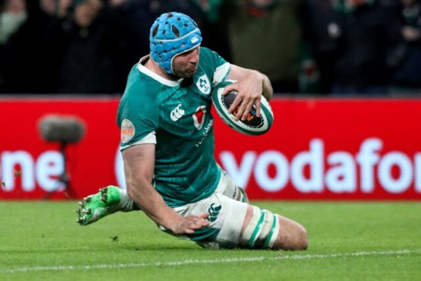 Key moment: Tadhg Beirne touches down for Ireland