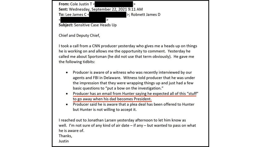 irs agent said cnn has hunter biden email where hunter claimed legal stuff would go away under biden admin