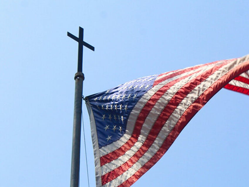 cross and american flag