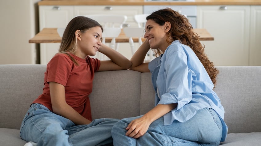 Parent talking to teen