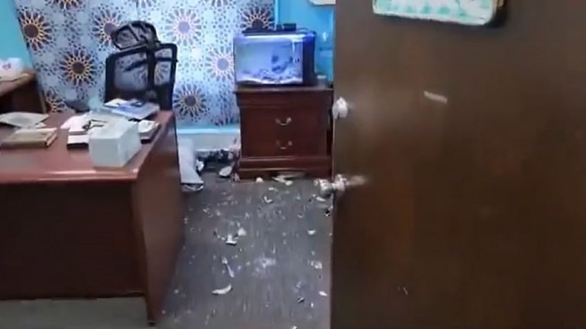 Vandalized office at Rutgers Islamic center