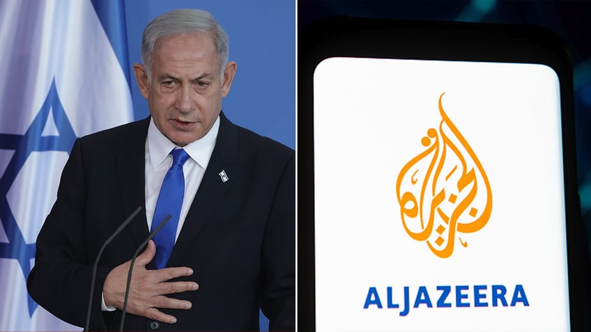 Benjamin Netanyahu and Al Jazeera split image