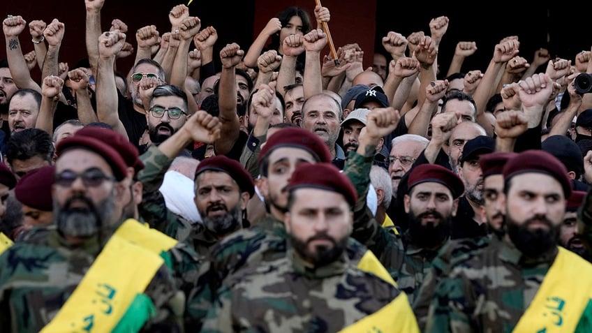 Hezbollah members mourning