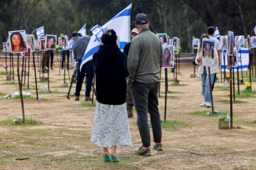 A memorial has been set up at the open-air site that hosted the Tribe of Nova festival in the Negev Desert for 364 people killed on October 7 when Hamas attacked Israel