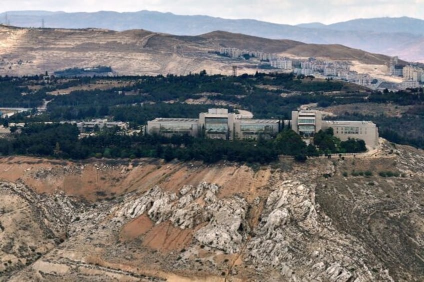 An aerial photo shows the Syrian presidential palace in Damascus' Mount Qasyoun on May 2,