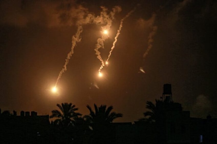 Flares fired by the Israeli military, seen from Deir al-Balah in the central Gaza Strip