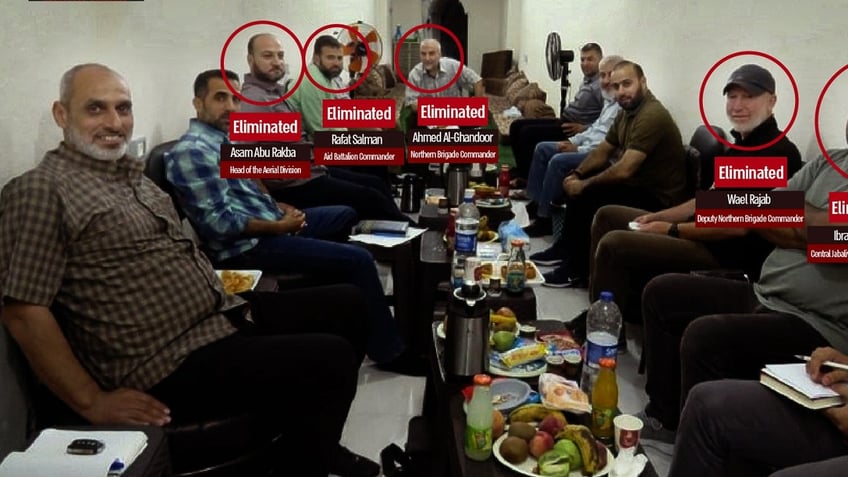 israel releases image of eliminated hamas figures enjoying meal other leaders killed idf says