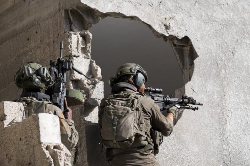 Israeli soldiers are seen during military operations in the Gaza Strip